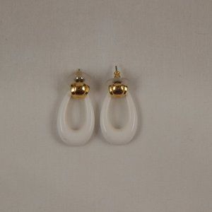 Gold and white earrings